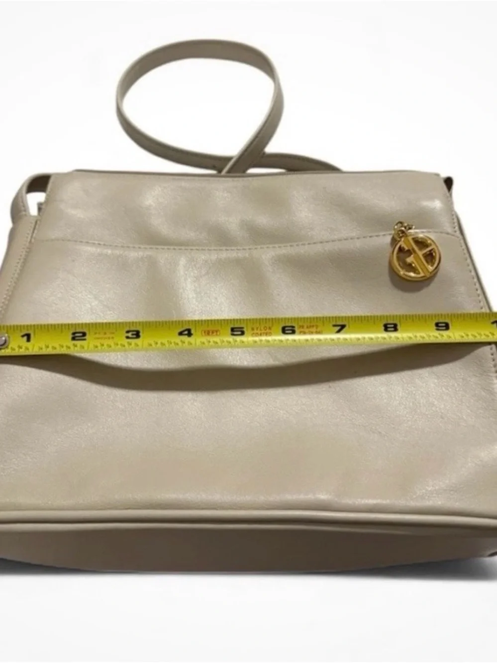 Gianni Bernini Cream Faux Leather Shoulder Bag